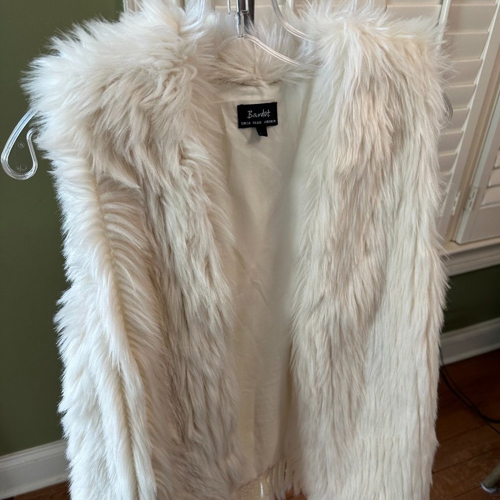 Bardot White Faux Fur Vest
